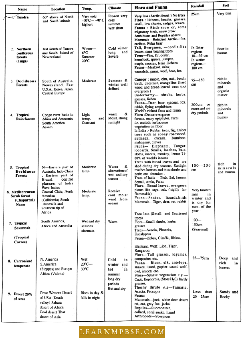 Ecosystem Characterstics Of Different Terrestrial Biome