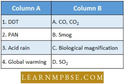 Environmental Pollution And Global Environmental Issues Match The Column Question 41
