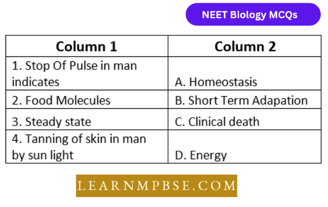 Understanding Life Question 5 Match The Coloumns