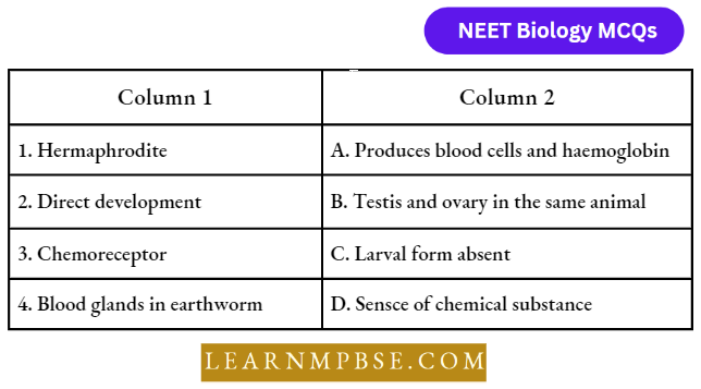Animal Tissues Match The Following Column Question 97