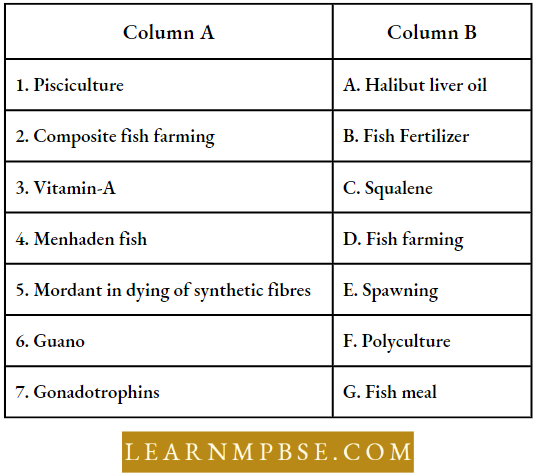 Strategies For Enhancement In Food Production Animal Sources Match The Column With Suitable Items